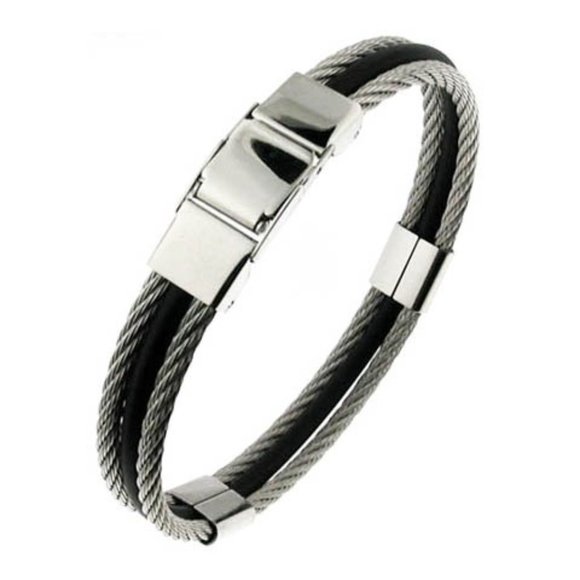2 FOR $50! Men's Borgio Stainless Steel Bracelet - Picture 1 of 4